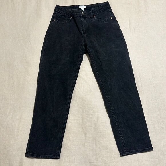 H&M Black Washed Denim Jeans - Size 10 - Picture 3 of 4